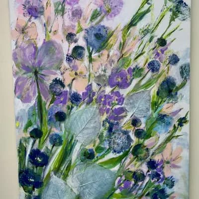 Windy field - Original Acrylic Painting - Fresh Flowers Bellevue