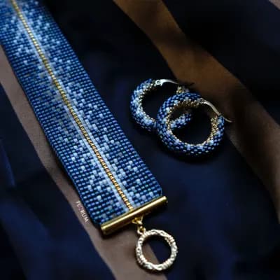 Pacific Dream Beaded Bracelet and Hoop Earrings - Fresh Flowers Bellevue