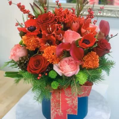 Festive Opulence in Red - Fresh Flowers Bellevue