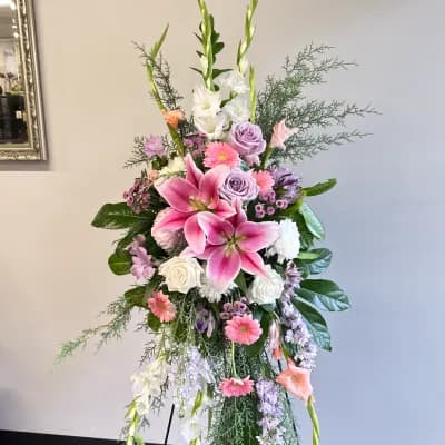 Blushing Meadow Standing Spray - Fresh Flowers Bellevue