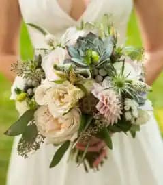 bridal bouquet with succulents