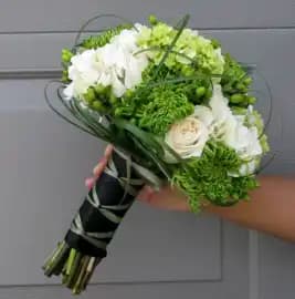 wedding bouquet in green and white