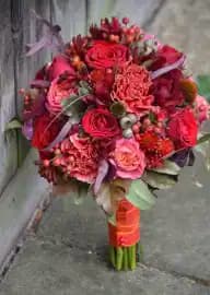 wedding bouquet in bright red colors